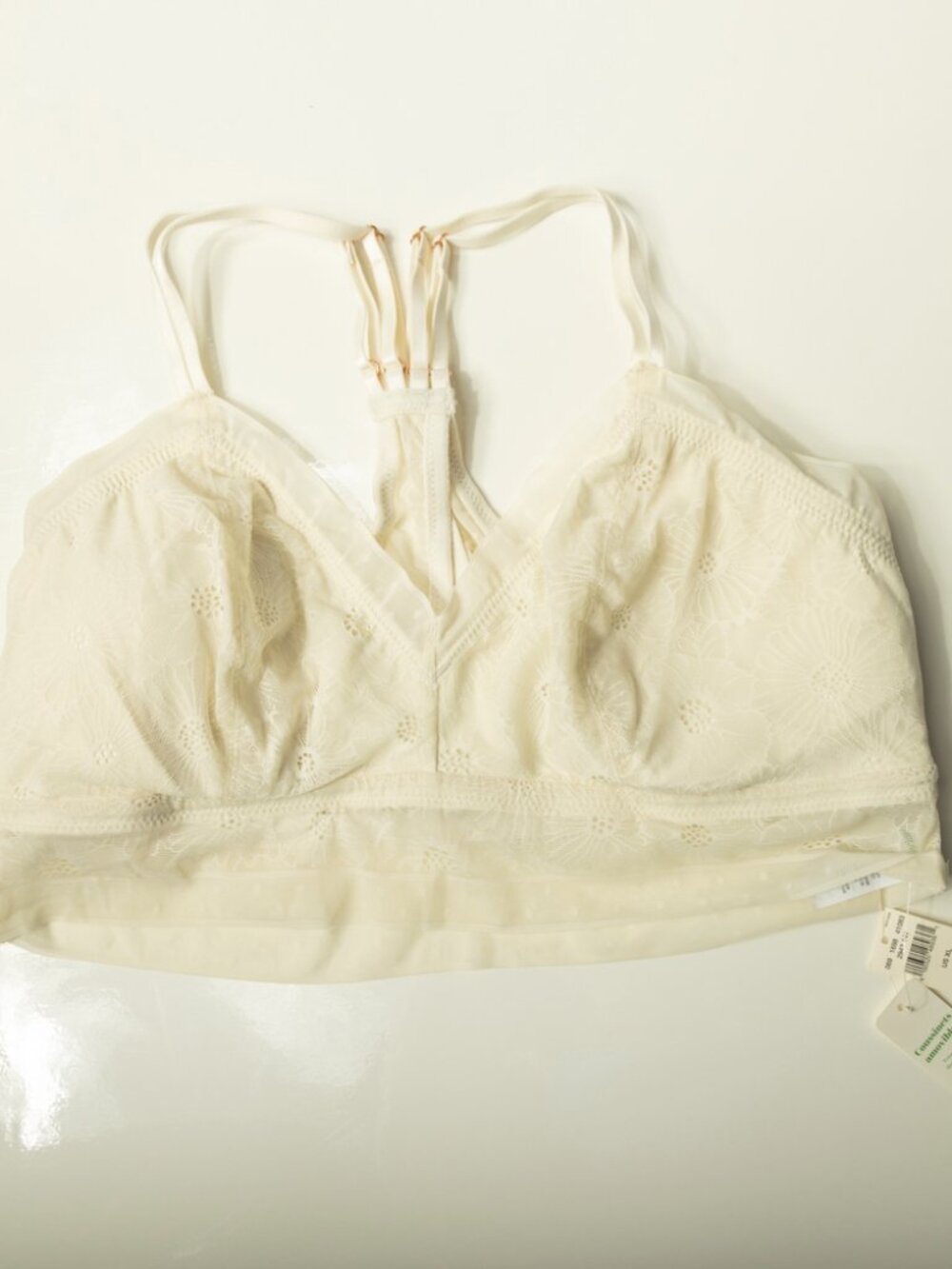 Aerie Floral Lace Bralette NWT | Size XL | Cream Ivory | Adjustable Straps